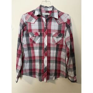 Roper Women’s  Red Plaid Long Sleeve Pearl Snap Western Shirt Size Medium